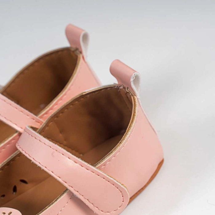 Βρεφικά παπούτσια για κορίτσια loving bow σομόν παπουτσάκια αγκαλιάς για μωράκια μαλακά μηνών online (3)
