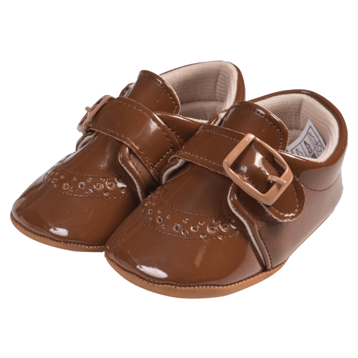 Βρεφικά παπούτσια για μωρά little baby καφέ παπουτσάκια αγκαλιάς για μωράκια μαλακά μηνών online (1)