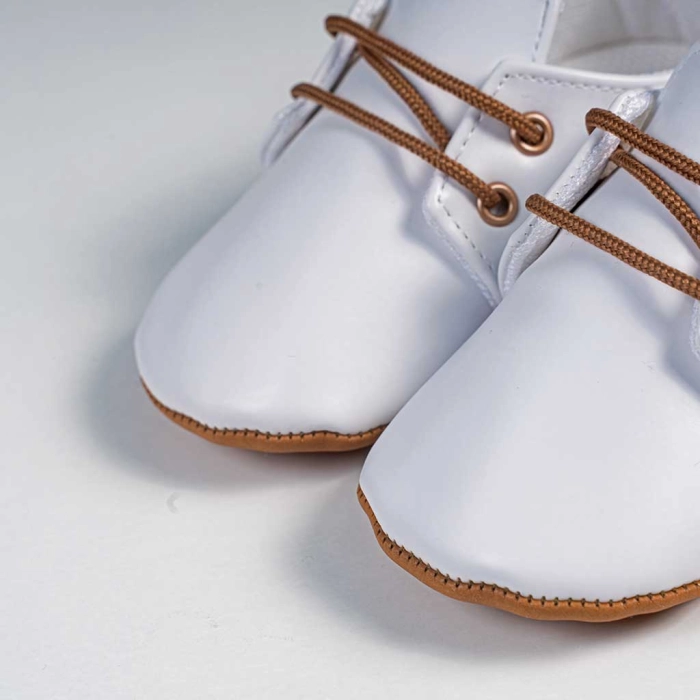 Βρεφικά παπούτσια για αγόρια little sir άσπρο παπουτσάκια αγκαλιάς για μωράκια μαλακά μηνών online (3)