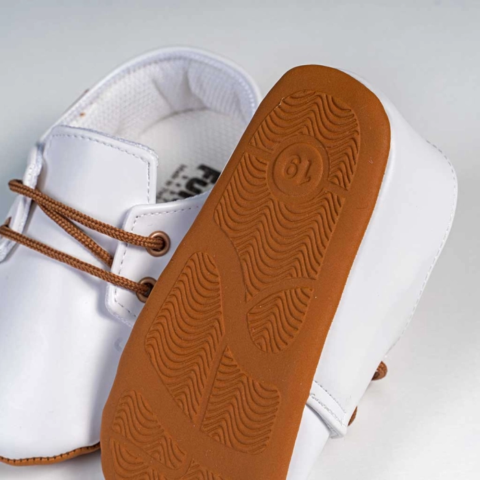 Βρεφικά παπούτσια για αγόρια little sir άσπρο παπουτσάκια αγκαλιάς για μωράκια μαλακά μηνών online (4)