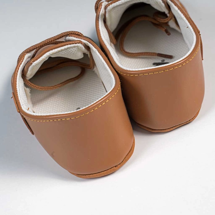 Βρεφικά παπούτσια για αγόρια little sir καφέ παπουτσάκια αγκαλιάς για μωράκια μαλακά μηνών online (4)