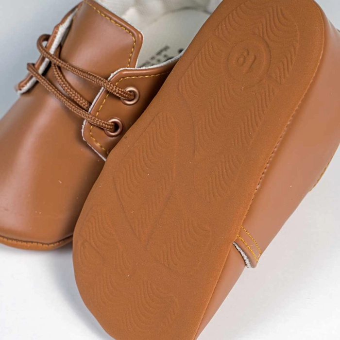 Βρεφικά παπούτσια για αγόρια little sir καφέ παπουτσάκια αγκαλιάς για μωράκια μαλακά μηνών online (3)