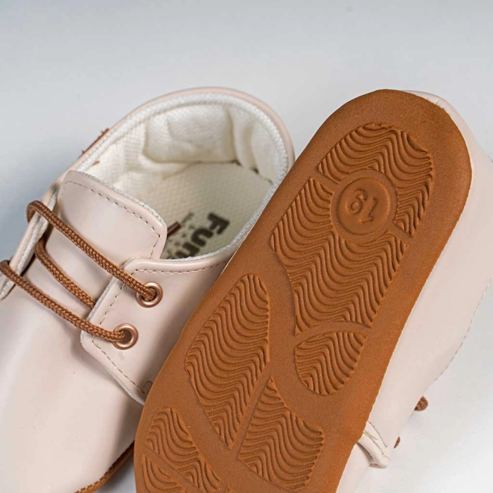 Βρεφικά παπούτσια για αγόρια little sir μπεζ παπουτσάκια αγκαλιάς για μωράκια μαλακά μηνών online (3)