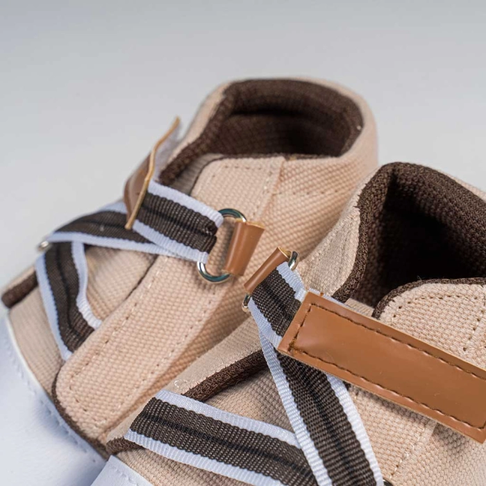 Βρεφικά παπούτσια για αγόρια little Z μπεζ παπουτσάκια αγκαλιάς για μωράκια μαλακά μηνών online (3)