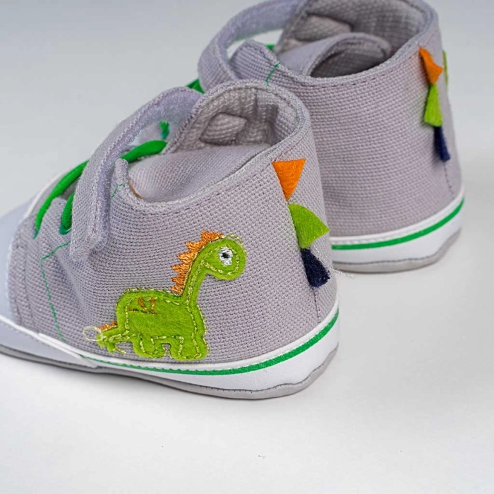 Βρεφικά παπούτσια για αγόρια little dino γκρι παπουτσάκια αγκαλιάς για μωράκια μαλακά μηνών online (6)