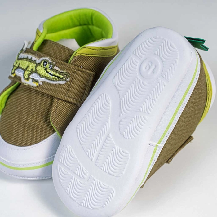 Βρεφικά παπούτσια για αγόρια happy croco χακί παπουτσάκια αγkαλιάς για μωράκια μαλακά μηνών online (1)