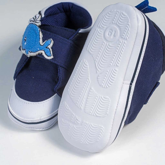 Βρεφικά παπούτσια για αγόρια happy whale μπλε παπουτσάκια αγkαλιάς για μωράκια μαλακά μηνών online (4)