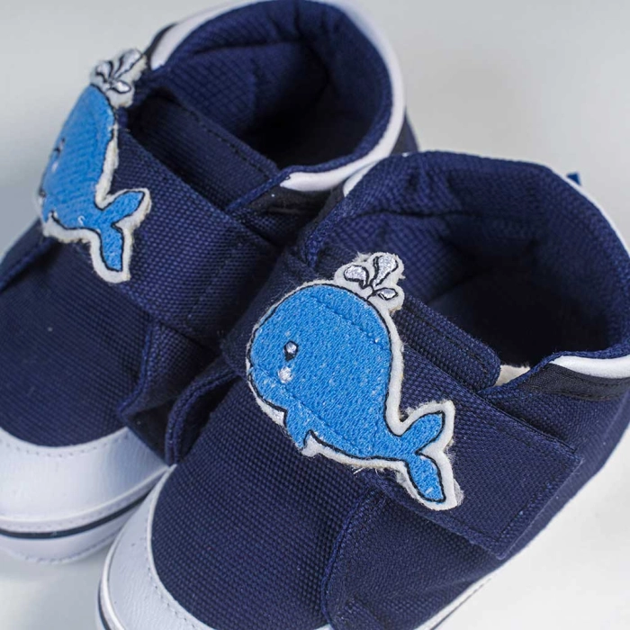 Βρεφικά παπούτσια για αγόρια happy whale μπλε παπουτσάκια αγkαλιάς για μωράκια μαλακά μηνών online (2)