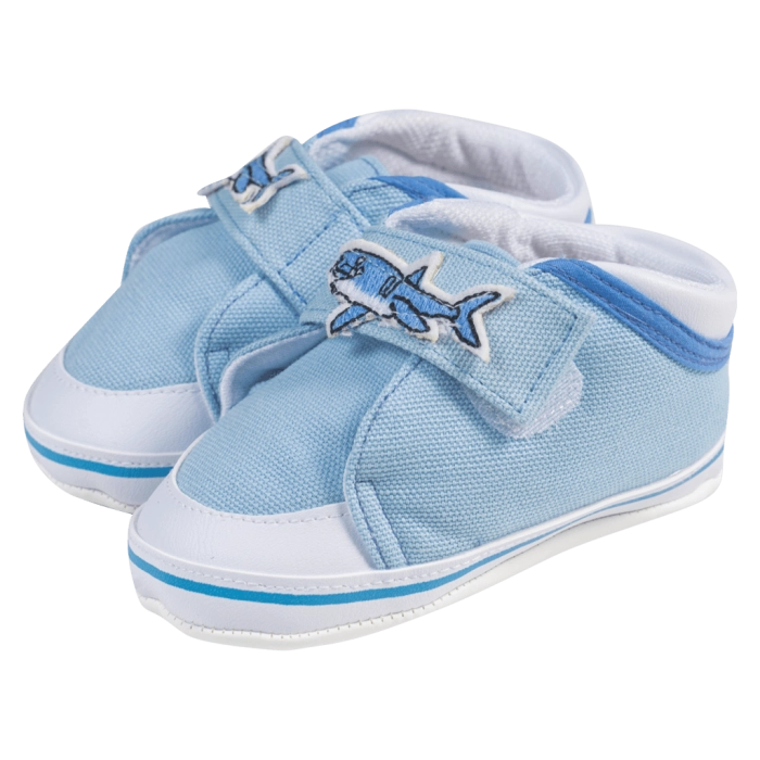 Βρεφικά παπούτσια για αγόρια happy shark μπλε παπουτσάκια αγkαλιάς για μωράκια μαλακά μηνών online