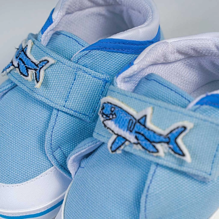 Βρεφικά παπούτσια για αγόρια happy shark μπλε παπουτσάκια αγkαλιάς για μωράκια μαλακά μηνών online (2)