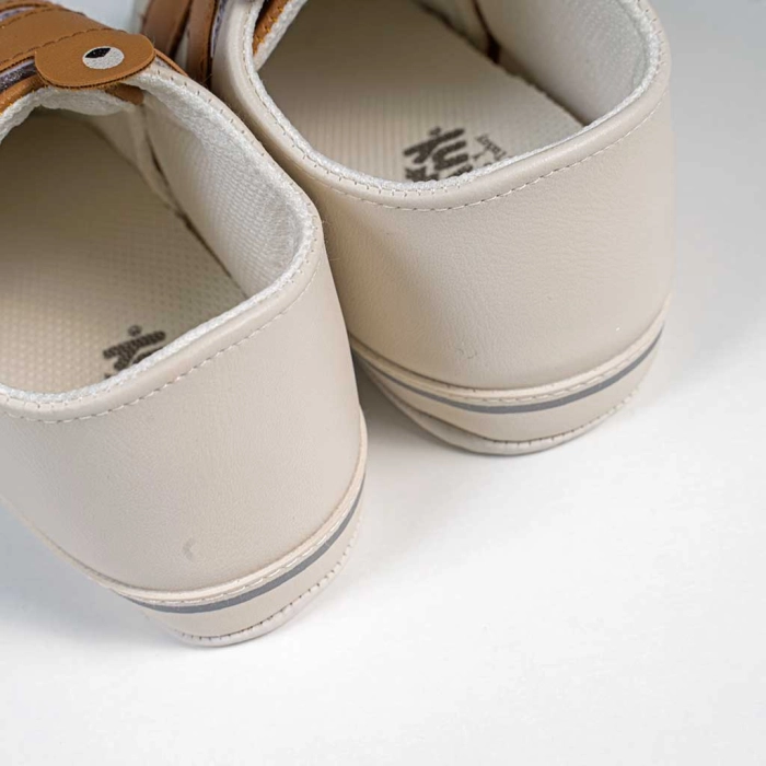 Βρεφικά παπούτσια για αγόρια happy eyes μπεζ παπουτσάκια αγkαλιάς για μωράκια μαλακά μηνών online (4)