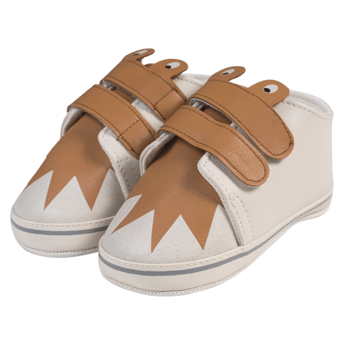 Βρεφικά παπούτσια για αγόρια happy eyes μπεζ παπουτσάκια αγkαλιάς για μωράκια μαλακά μηνών online (1)
