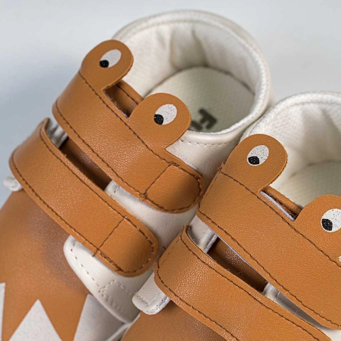 Βρεφικά παπούτσια για αγόρια happy eyes μπεζ παπουτσάκια αγkαλιάς για μωράκια μαλακά μηνών online (2)