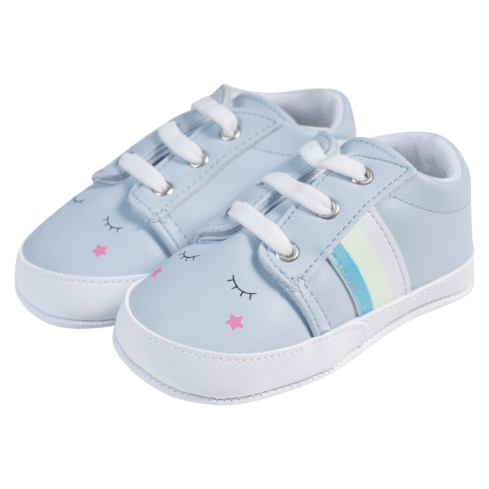 Βρεφικά παπούτσια για κορίτσια sleepy unicorn γαλάζιο παπουτσάκια αγκαλιάς για μωράκια μαλακά μηνών online