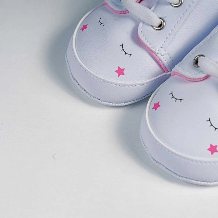 Βρεφικά παπούτσια για κορίτσια sleepy unicorn άσπρο παπουτσάκια αγκαλιάς για μωράκια μαλακά μηνών online (2)