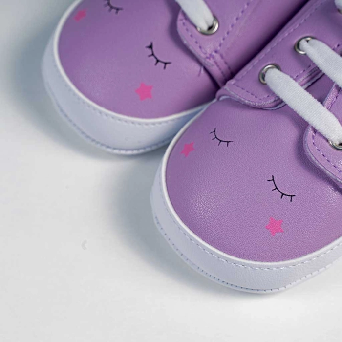Βρεφικά παπούτσια για κορίτσια sleepy unicorn μωβ παπουτσάκια αγκαλιάς για μωράκια μαλακά μηνών online (2)