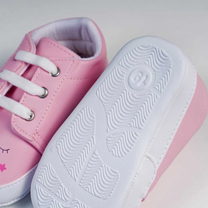 Βρεφικά παπούτσια για κορίτσια sleepy unicorn ροζ παπουτσάκια αγκαλιάς για μωράκια μαλακά μηνών online (4)