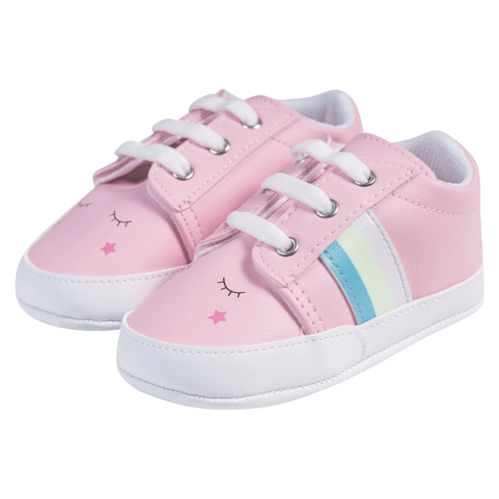 Βρεφικά παπούτσια για κορίτσια sleepy unicorn ροζ παπουτσάκια αγκαλιάς για μωράκια μαλακά μηνών online (1)