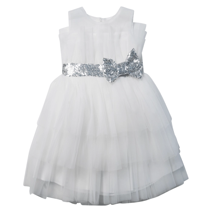 Bρεφικό αμπιγέ φόρεμα για κορίτσια Rosalia άσπρο βαφτιστικό γάμος βάφτιση καλό τούλι μηνών online (1)