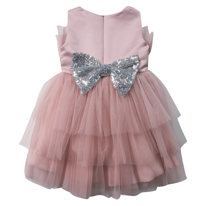 Bρεφικό αμπιγέ φόρεμα για κορίτσια Rosalia ροζ γάμος βάφτιση καλό τούλι μηνών online (2)