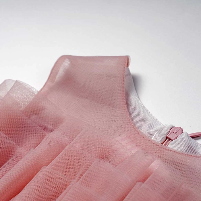 Bρεφικό αμπιγέ φόρεμα για κορίτσια Rosalia ροζ γάμος βάφτιση καλό τούλι μηνών online (3)