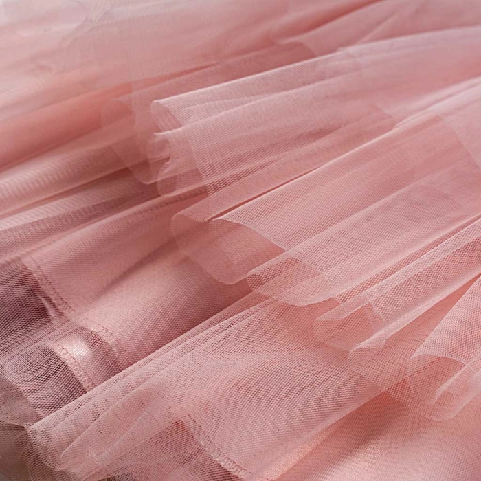 Bρεφικό αμπιγέ φόρεμα για κορίτσια Rosalia ροζ γάμος βάφτιση καλό τούλι μηνών online (4)