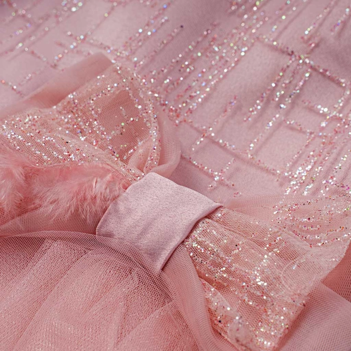 Bρεφικό αμπιγέ φόρεμα για κορίτσια Feather ροζ γάμος βάφτιση καλό τούλι μηνών online (4)