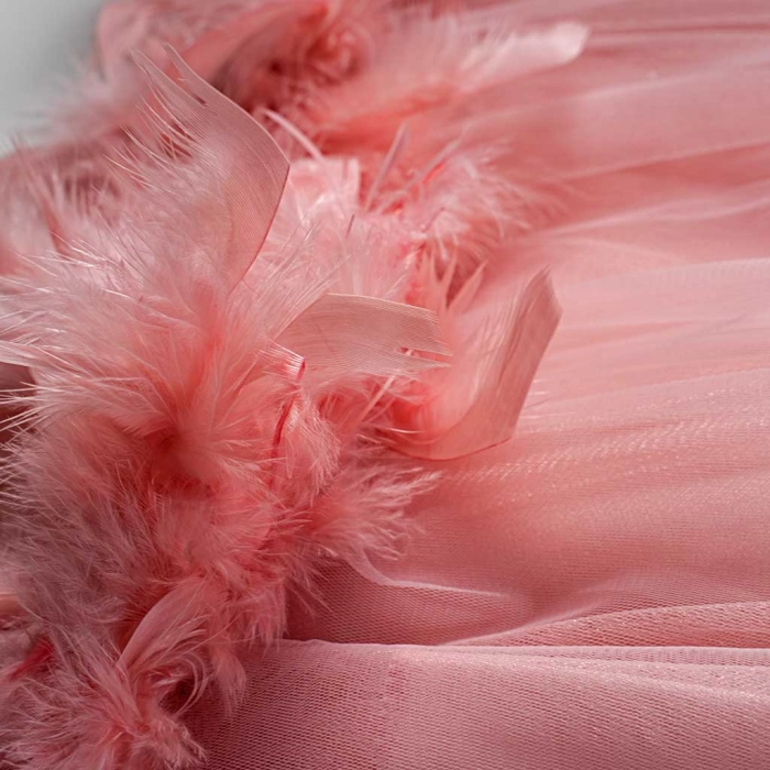 Bρεφικό αμπιγέ φόρεμα για κορίτσια Feather ροζ γάμος βάφτιση καλό τούλι μηνών online (1)