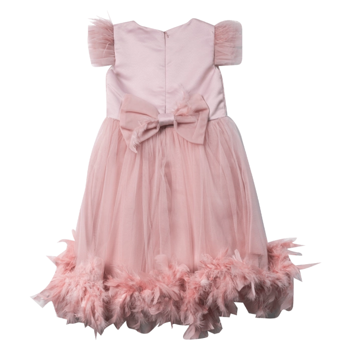 Bρεφικό αμπιγέ φόρεμα για κορίτσια Feather ροζ γάμος βάφτιση καλό τούλι μηνών online (2)