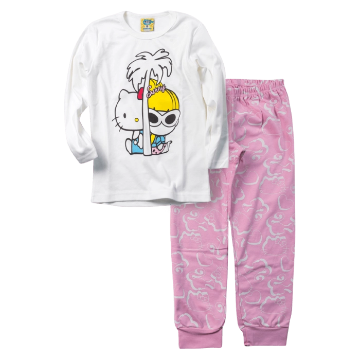 Παιιδική πιτζάμα like για κορίτσια sunny kitty ροζ χειμερινές πιτζάμες ελληνικές βαμβακερές ετών (1)