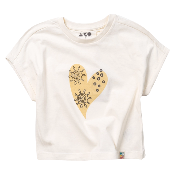 Παιδική μπλούζα crop AKO για κορίτσια desert heart άσπρο κοντομάνικες μπλούζες καλοκαιρινές με μονέκερο tshirt μοντέρνα ετών