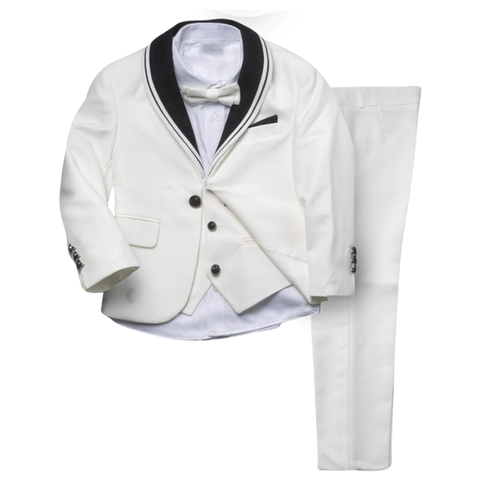 Παιδικό κουστούμι για αγόρια Triaxis άσπρο γάμο βάφτιση επίσημο κοστούμι παπιγιόν καλό ετών online (3)