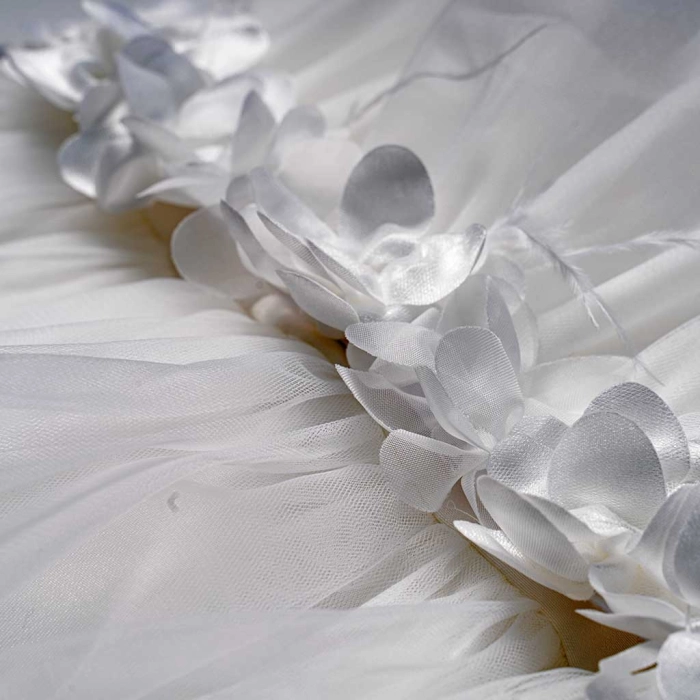 Παιδικό φόρεμα αμπιγέ για κορίτσια Carmen άσπρο παρανυφάκι αμπιγέ καλό γάμο βάφτιση ετών online (6)