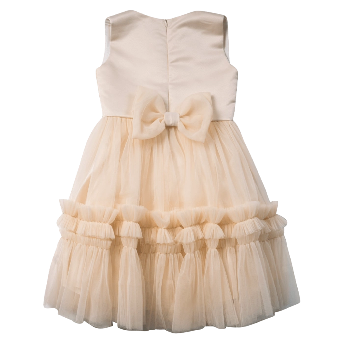 Παιδικό φόρεμα αμπιγέ για κορίτσια Minor μπεζ παρανυφάκι γάμο βάφτιση καλό τούλι ετών online (2)