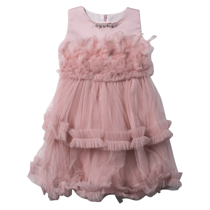 Παιδικό φόρεμα αμπιγέ για κορίτσια Miriam ροζ παρανυφάκι γάμο βάφτιση καλό τούλι ετών online (1)