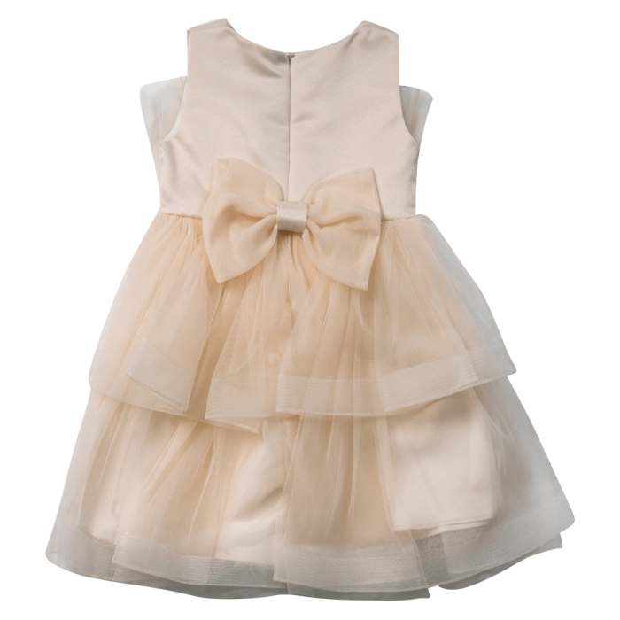Βρεφικό φόρεμα αμπιγέ για κορίτσια Noelia μπεζ παρανυφάκι γάμο βάφτιση καλό τούλι ετών online (7)