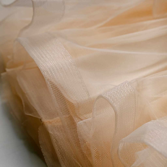Βρεφικό φόρεμα αμπιγέ για κορίτσια Noelia μπεζ παρανυφάκι γάμο βάφτιση καλό τούλι ετών online (9)