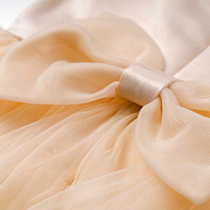 Βρεφικό φόρεμα αμπιγέ για κορίτσια Noelia μπεζ παρανυφάκι γάμο βάφτιση καλό τούλι ετών online (10)