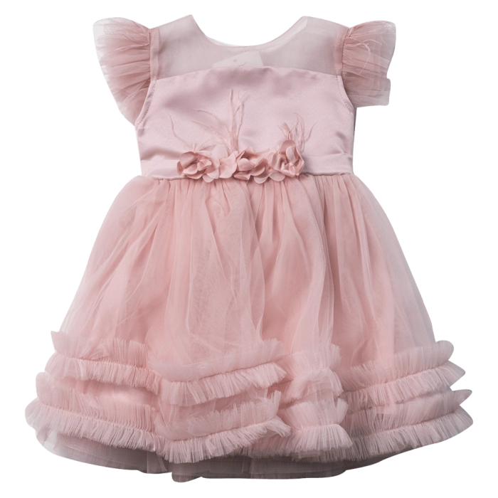 Βρεφικό φόρεμα αμπιγέ για κορίτσια Marina ροζ παρανυφάκι γάμο βάφτιση καλό τούλι ετών online (6)