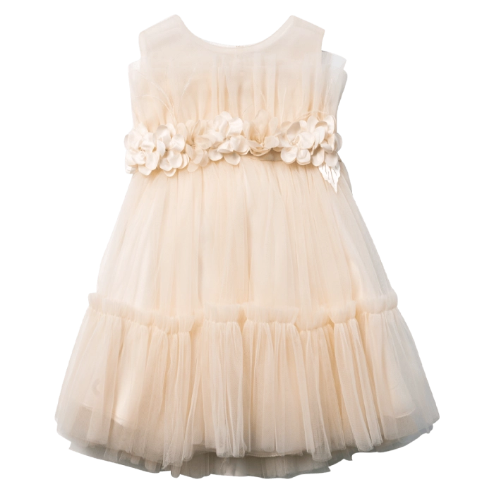 Βρεφικό φόρεμα αμπιγέ για κορίτσια Helena μπεζ παρανυφάκι γάμο βάφτιση καλό τούλι ετών online (6)