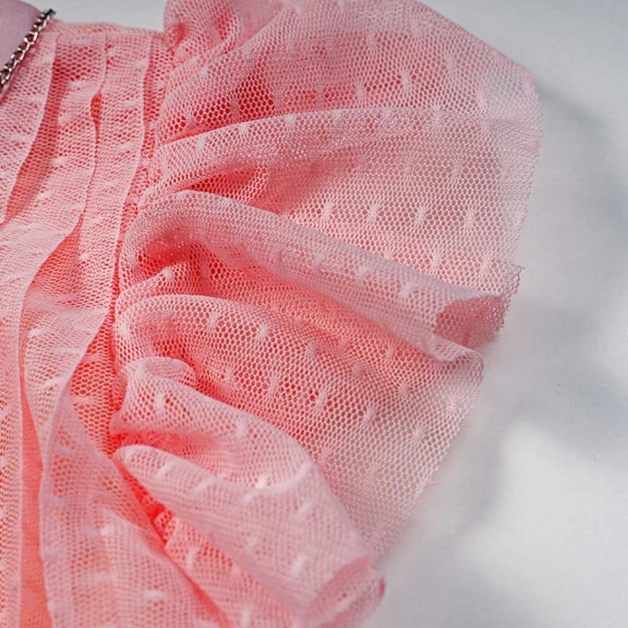 Παιδικό φόρεμα Εβίτα για κορίτσια  Fabiola σομόν καλό αέρινο καλοκαιρινό τούλι ετών online (5)