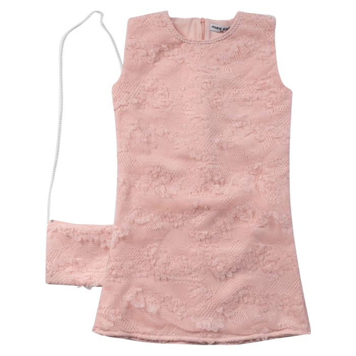 Παιδικό φόρεμα Εβίτα για κορίτσια  Stefania σομόν καλό αέρινο καλοκαιρινό τσαντάκι ετών online (1)