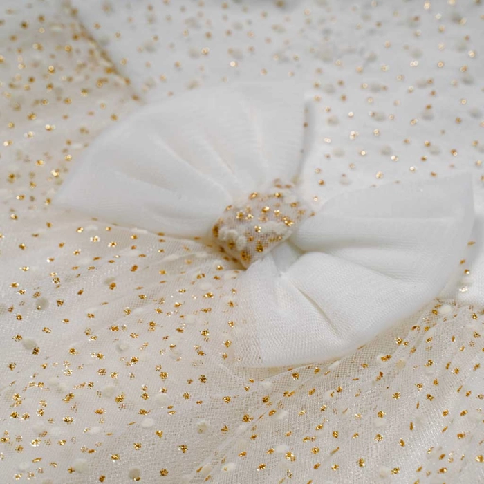 Βρεφικό φόρεμα Εβίτα για κορίτσια Juliet άσπρο καλοκαιρινό οικονομικό τούλι κορδέλα μηνών online (4)