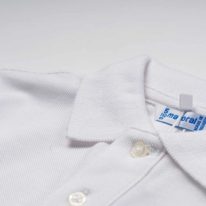 Παιδική μπλούζα Mayoral για αγόρια ΑllWhite άσπρο Polo πόλο αγορίστικη άσπρη επώνυμη καθημερινή ετών online (4)