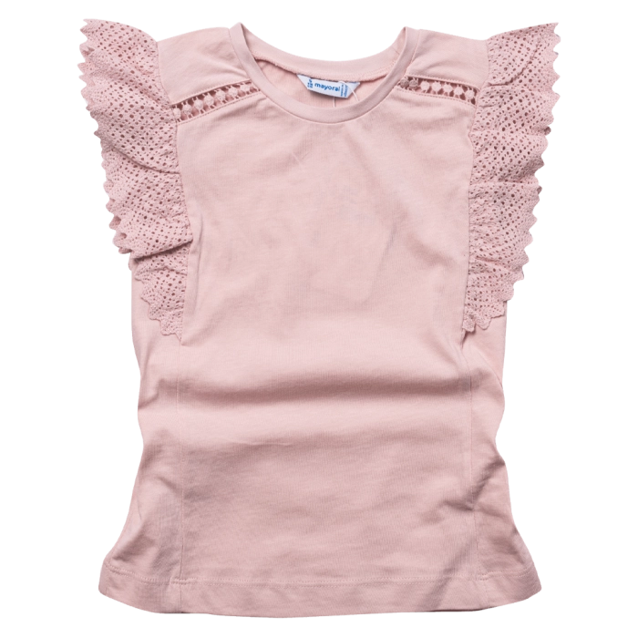 Παιδική μπλούζα Mayoral για κορίτσια Fowyrcle ροζ μοντέρνα επώνυμη καλοκαιρινή ετών online (1)