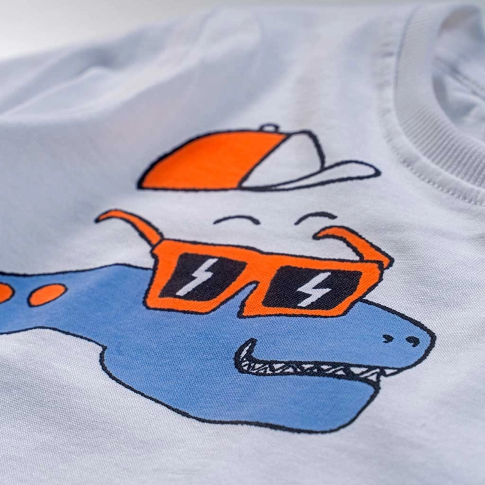 Παιδική μπλούζα Name it για αγόρια DynoCool άσπρο βαμβακερό καλοκαιρινό κοντομάνικο οικονομικό δεινόσαυρος ετών online (2)