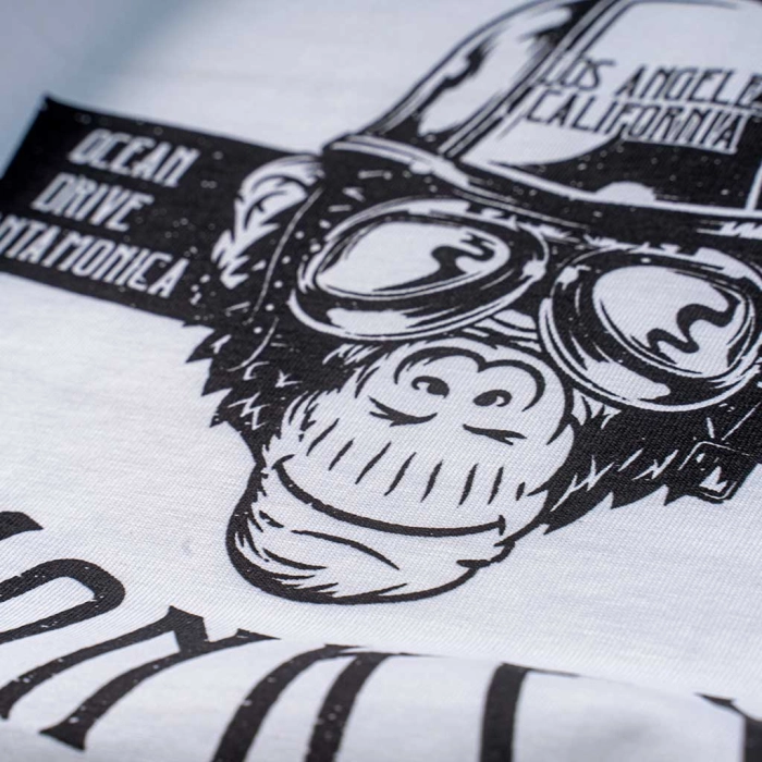 Παιδική μπλούζα Name it για αγόρια Motor Monkey άσπρο βαμβακερό καλοκαιρινό κοντομάνικο οικονομικό ετών online (3)