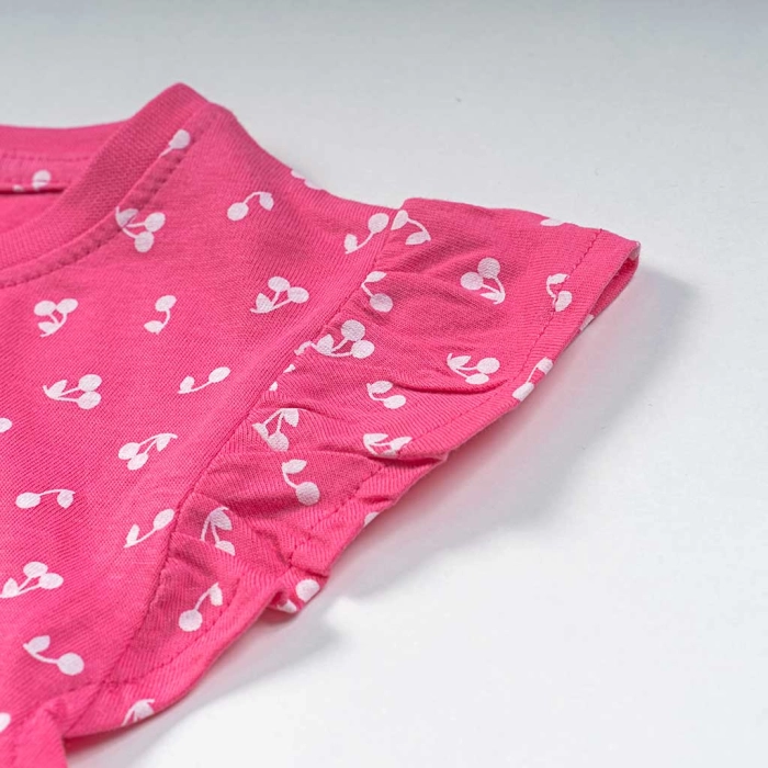 Παιδικό φόρεμα Name it για κορίτσια Cherries ροζ καλοκαιρινό οικονομικό βαμβακερό μακό ετών online (3)
