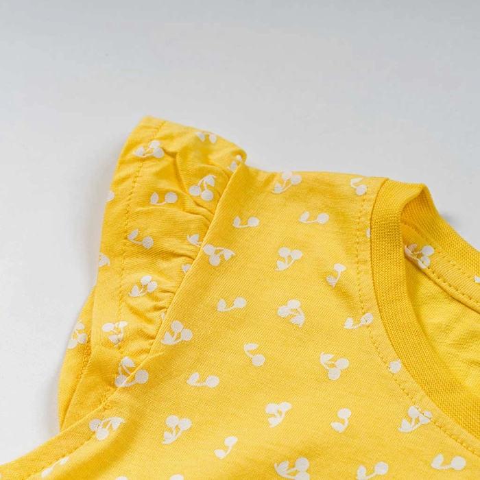 Παιδικό φόρεμα Name it για κορίτσια Cherries κίτρινο καλοκαιρινό οικονομικό βαμβακερό μακό ετών online (2)