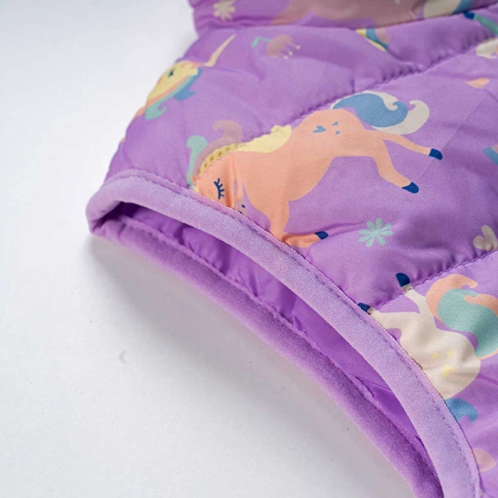 Παιδικό αμάνικο μπουφάν Name it για κορίτσια Unicorns λιλά καθημερινό σχολείο μονόκερο ετών online (3)